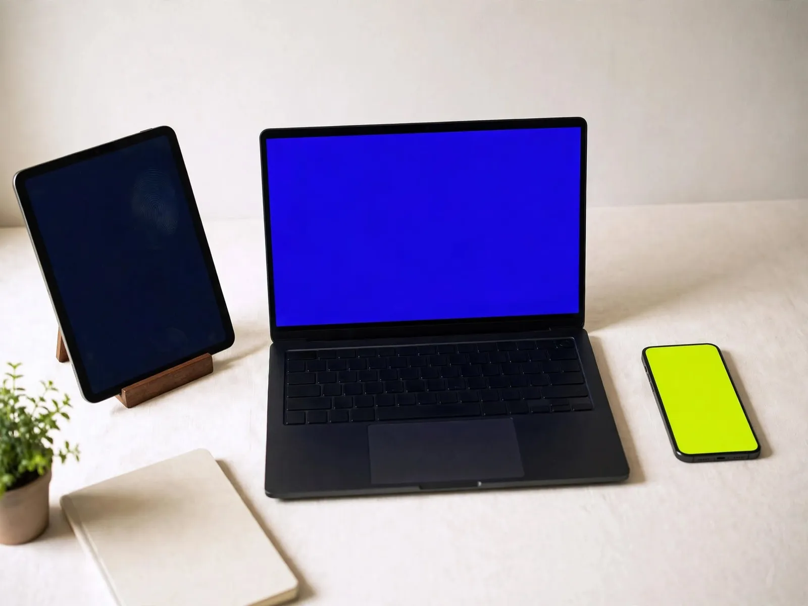 A laptop, tablet and phone showing an academy's own colours and branding